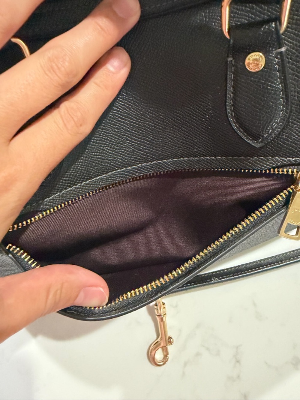 Coach Black Pebbled Leather Satchel with Gold Hardware - Picture 11 of 13